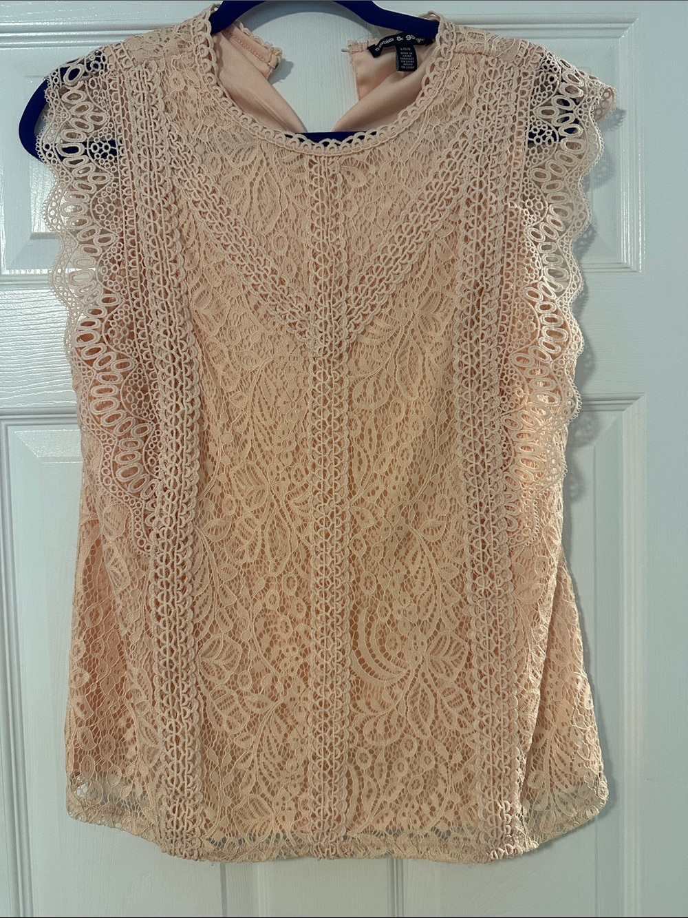 Cable & Gauge Peach Lace Overlay Cap-Sleeve Camisole